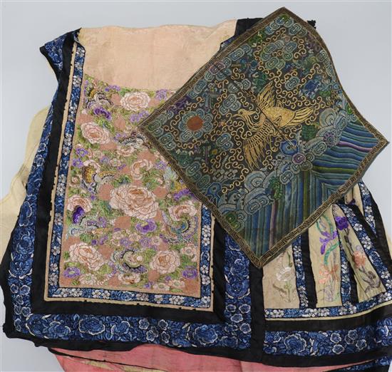 Two late 19th/early 20th century Chinese embroidered bridal skirts